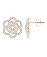 ANGARA Natural 0.68 Ct Diamond Camellia Stud Earrings in 14K Solid Gold - $3,719.00
