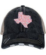 Pink Leopard Texas State Embroidered Black Distressed Trucker Hat - $24.75