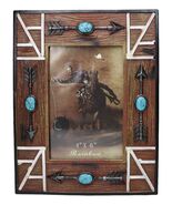 Southwest Boho Native Indian Turquoise Arrows Faux Wooden 4&quot;X6&quot; Picture ... - $440.07 MXN
