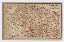 1906 Antique City Map Of Cremona / Lombardy / Italy - £16.85 GBP