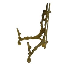 Small Vintage Ornate Solid Brass Folding Easel Plate Picture Stand 5.25&quot; - $22.75