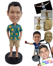 Personalized Bobblehead Man Wearing Casual Shirt And Flip Flops With Shorts - Le - £72.74 GBP