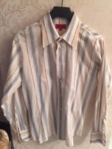 HUGO by HUGO BOSS 100% Cotton Orange, Blue  Vertical Striped Shirt SZ M - $35.63