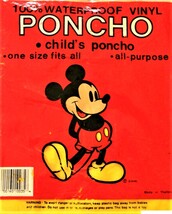 DISNEY Raincoat WATERPROOF Yellow Vinyl CHILD YOUTH PONCHO One-Size Fits... - $4.90