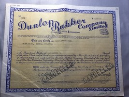 Dunlop Rubber Stock Certificate - 1947 - $27.14 CAD