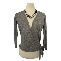 J.Crew  Gray 3/4 Sleeve Surplice Wrap Sweater Top Size XXS - £23.19 GBP
