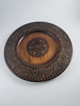 Vtg Poland Wood Plate Folk Art Flower Cepelia Milenium Talerz Krakow 11-1/4&quot; - £19.70 GBP