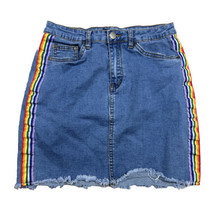 Forever 21 | Stretch Denim Skirt Side Stripe Rainbow size Large - £9.48 GBP