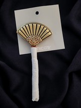 Asian Inspired Fan Pin Chico&#39;s New With Tags Red And Gold Reeva Metal Tassel - £27.96 GBP