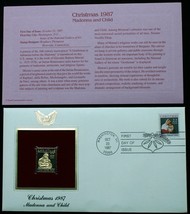 22¢ CHRISTMAS 1987 MADONNA AND CHILD 22K Gold Stamp USPS 1ST Day of Issu... - £8.90 GBP