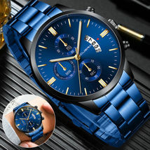 Classic Stainless Steel Quartz Men&#39;s Waterproof Relojes De Hombre Wristwatch - £15.97 GBP