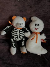 Lot of Hallmark White Plush Bear w Skeleton Halloween Costume &amp; TY SPOOKY Ghost - £8.92 GBP