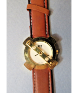 VTG Geotime Watch Steampunk / New Age Look Goldtone Japan Movement Brown... - $23.20