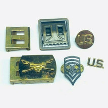 MILITARY PINS vtg silver brass military button pinbacks army buckle swords lot - £13.10 GBP