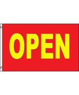 RED &amp; YELLOW OPEN 3 X 5 FLAG 3x5 decor sign  ADVERTIZING BANNER 3 x 5  F... - $9.08 CAD