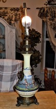 VTG European Italian/French Hand Painted Cherub Angel Porcelain Lamp Paw Foot - £157.31 GBP