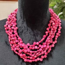 Women&#39;s Red Multilayer Round Beaded Pearl Chunky Fashion Jewelry Necklace - £27.97 GBP