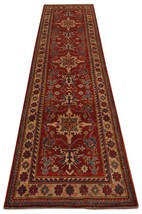 10 ft Red Bedroom Runner Rugs Handmade Kazak Mankind&#39;s Life - Running Water Rug - £637.00 GBP