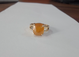 Natural 6 Ct Cushion Cut Yellow Spphire Gemstone Ring 925 Sterling Silver Ring - £61.95 GBP