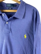 Ralph Lauren Polo Shirt Size 2XL Mens Blue Yellow Pony Cotton Knit Short Sleeve - £29.74 GBP
