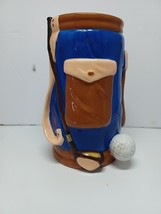 Vintage Ceramic Golf Bag Bank with Ball and Clubs 7&quot; Tall, Hand Painted - £10.93 GBP