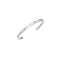 Silver Mother of Pearl thin Bangle Adjustable Bracelet, Sku#LX616 - $12.90