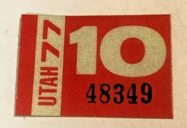 Oct. 1977 Utah Motorcycle Car Truck New License Plate Registration Stick... - $19.79