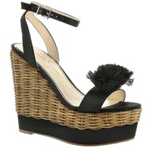 Jessica Simpson Pressa Chiffon Flower Detail Wedge Sandals, Multi Sizes Black Cr - £78.65 GBP