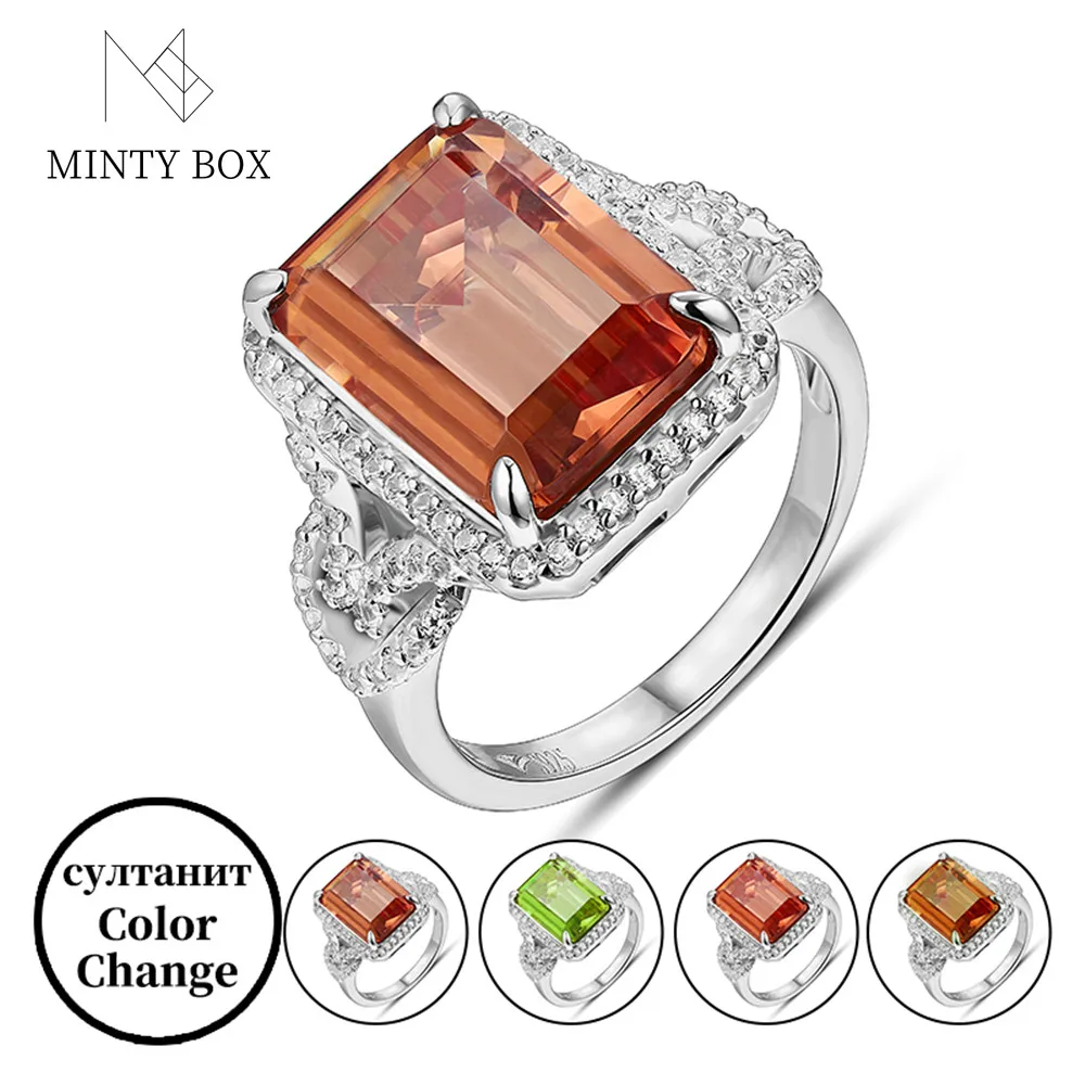 Mintybox Color Change Diaspore Sterling Silver Ring 7.4 Carats Octagon Cut Creat - £60.37 GBP