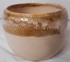Signed Studio Hand Thrown Art Pottery Bowl Pot Beige Brown Speckled 3 1/... - $22.62