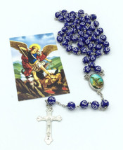 Saint St.Michael Archangel Blue  Rosary San Miguel arcángel Necklace Protection - £9.96 GBP
