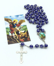 Saint St.Michael Archangel Blue  Rosary San Miguel arcángel Necklace Protection - $12.75