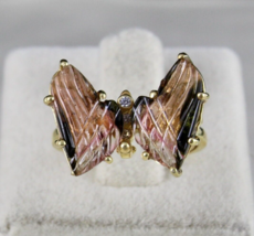 MULTI COLOUR TOURMALINE CARVED BUTTERFLY PARTY RING IN 925 STERLING SILVER - £156.05 GBP