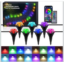 RGB Outdoor Ground Lights, 50’ Color Changing Pathway Lights with Remote... - $48.27 CAD