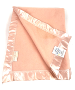 Vintage Baby Blanket Satin Trim North Star Wool Crib Pink Starlet 36 x 54 - £47.31 GBP