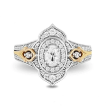 Enchanted Disney Jasmine 1.34 CT Oval Diamond Arabesque Frame Engagement  Ring - £95.10 GBP