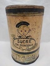 Antique 1940s/50s Sucre En Morceaux Empty Tin 4 1/4&quot; X 6 3/4&quot; - £34.61 GBP