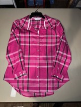 Allison Daley Petite Button Down Pink Plaid Women’s PM/M - $371.40 MXN