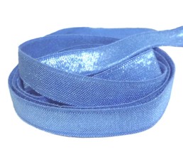 3/8&quot; / 1cm width- 5-10yd Shiny Capri Blue Satin (1 sided felt) Elastic B... - £4.61 GBP+