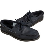 Sperry Boat Shoes Boys sz 1.5 M Kids Top Sider Black Leather Deck Youth ... - $29.70