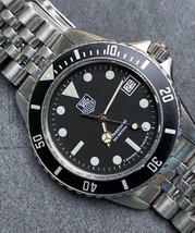  Vintage TAG HEUER 1000 980.013 Black Dial 844 Monnin Dive Watch - £743.97 GBP