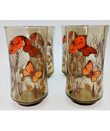 Set of 4 Vintage libbey Monarch Butterfly Wheat Drinking Glasses - £23.35 GBP