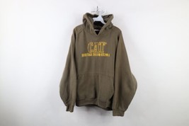 Vintage Caterpillar Cat Mens 2XL XXL Faded Spell Out Heavyweight Hoodie Green - £45.91 GBP