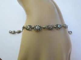 Antique Sterling Silver Flower Bracelet 4.6 Grams 8&quot; Milgrain Edges Marc... - £39.95 GBP