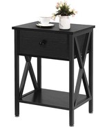 Vecelo Side/End Table Nightstand With Drawer And Storage Shelf For, Drawer - £79.10 GBP