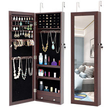 Fashion Simple Jewelry Storage Mirror Cabinet - Brown - £87.02 GBP