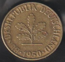 1950 F Germany Federal Republic 5 Pfennig coin is Free Age 73 years old ... - £0.00 GBP