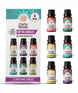 GuruNanda 100% Pure Essential Oils - Aromatherapy Singles - Set of 6 - $34.99