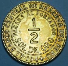 Peru 1/2 Sol, 1944 Gem Unc~RARE~Free Shipping - £17.26 GBP