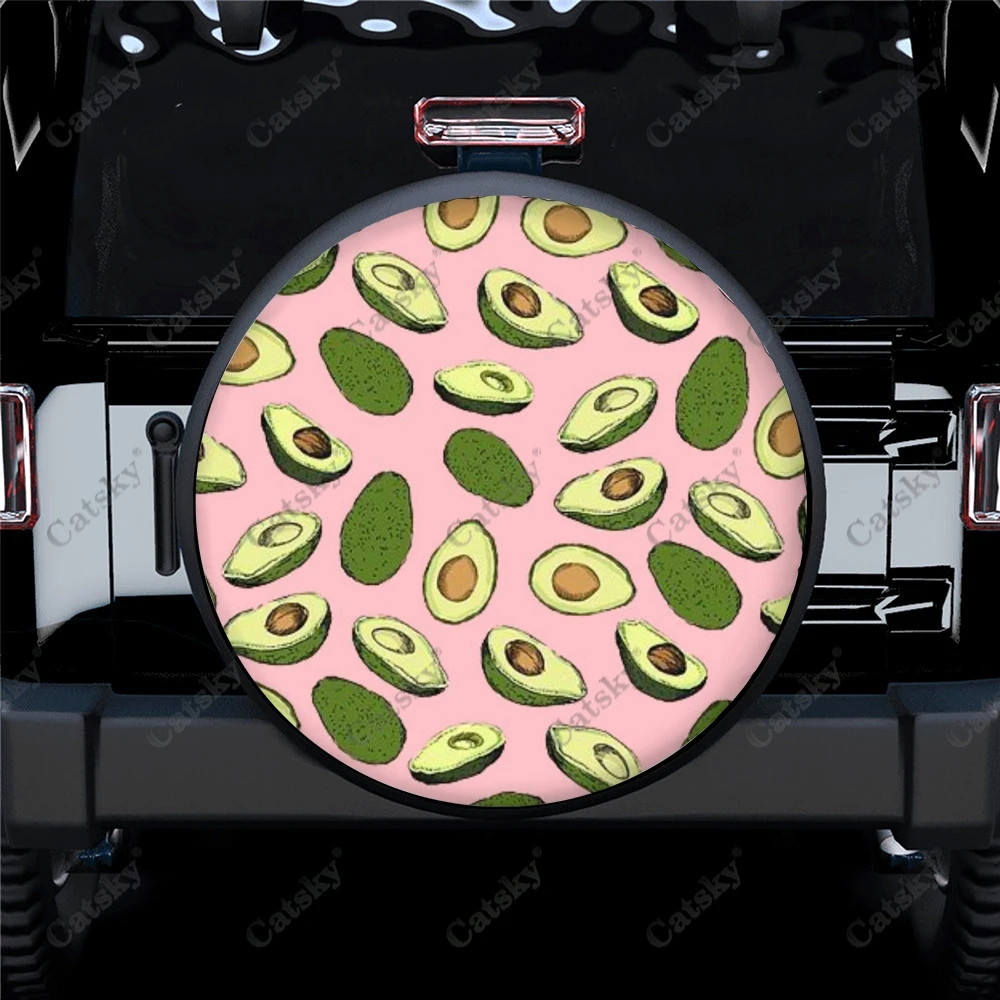 Cute Avocado Fruit Print Car Accessories Spare Tire Cover Waterproof Tire Wheel - £23.81 GBP